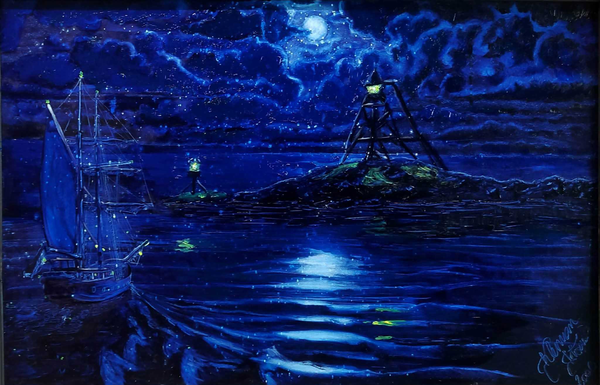 Moonlit Harbor by Steve